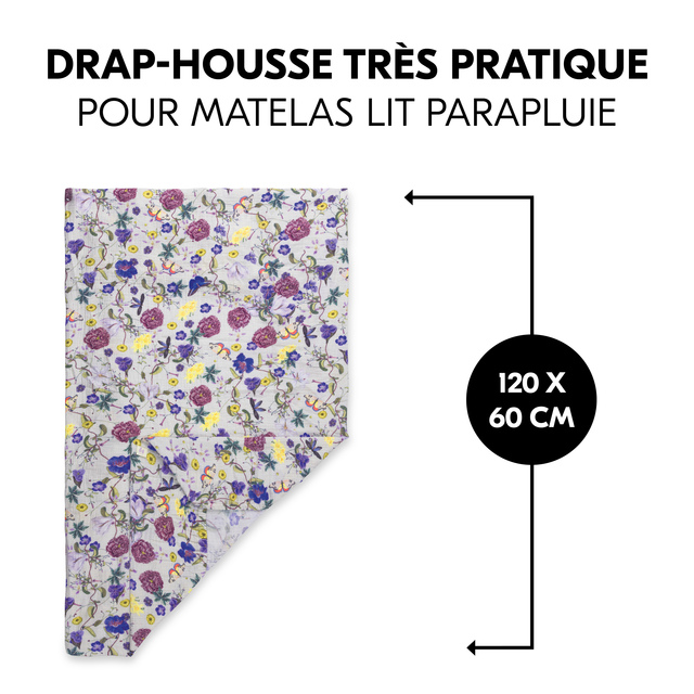 Travel Bed Matress Cover Floral Beige