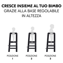 Evolutiva grazie alla base regolabile in altezza