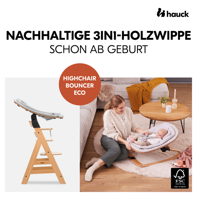 Highchair Bouncer Eco Light Grey