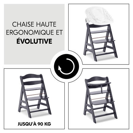 Chaise haute ergonomique et évolutive