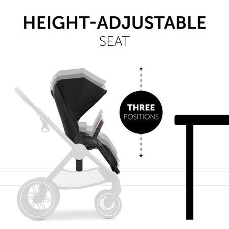 Unique pushchair with height-adjustable seat