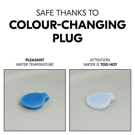 Safe temperature thanks to colour-changing plug