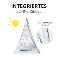 Das Zelt mit Sonnensegel