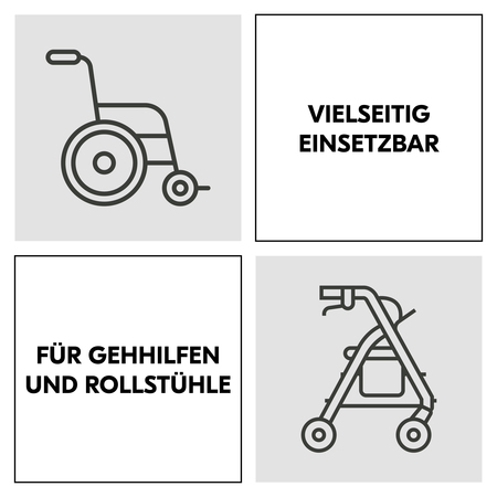 Vielseitig einsetzbar für Gehhilfen und Rollstühle