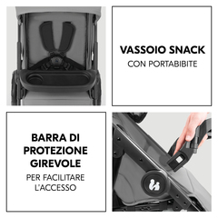 Corrimano snodato con vassoio per snack