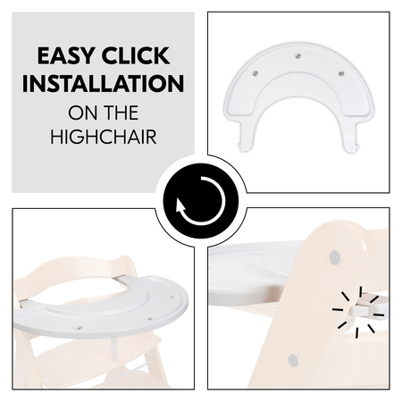 Easy click installation on the highchair