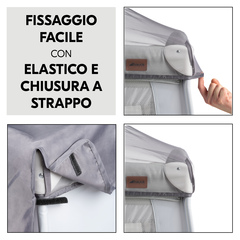 Fissaggio facile con elastico e chiusura a strappo