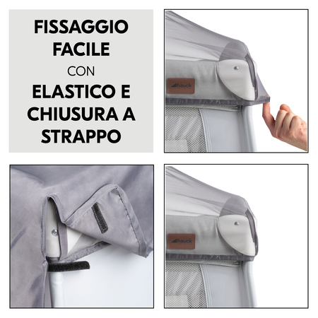 Fissaggio facile con elastico e chiusura a strappo