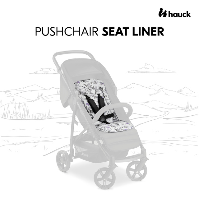 Pushchair Seat Liner  Floral Grey