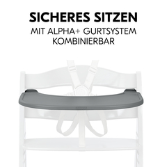 Sicheres Sitzen mit Essbrett und Gurtsystem