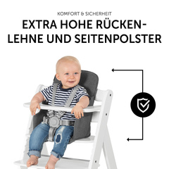 Sicher dank hoher Rückenlehne und Seitenpolsterung