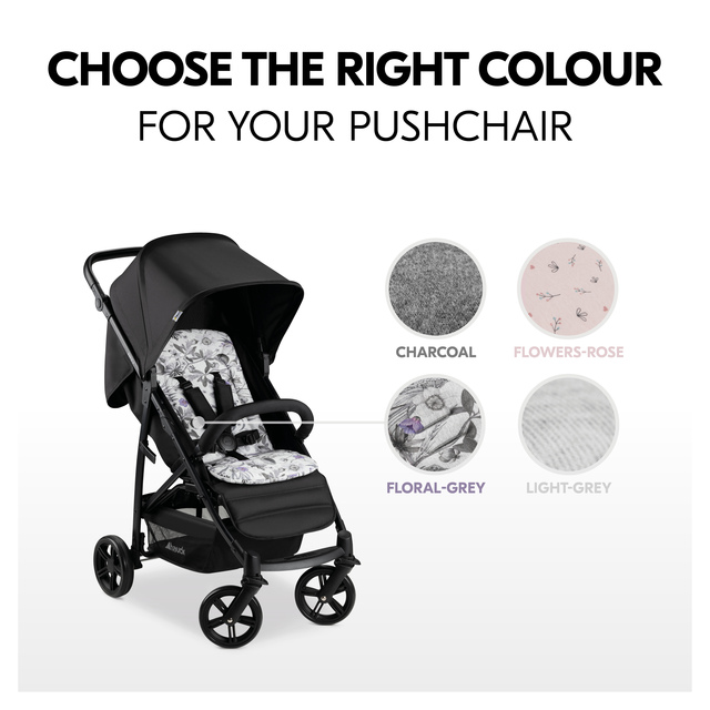 Pushchair Seat Liner  Floral Grey