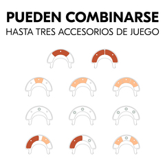 Se pueden combinar tres accesorios de juego