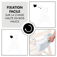 Fixation simple sur la chaise haute hauck