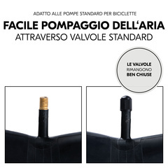 Facile gonfiaggio dell'aria con valvole standard