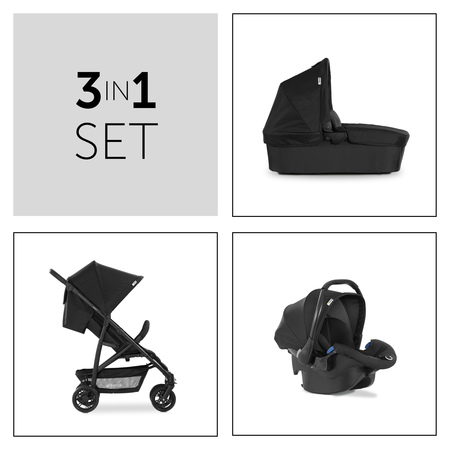 Hauck Poussette Combinée 3 en 1 Rapid 4 Plus Trio Set / Jusqu'à 25 kg /  Nacelle avec Matelas / Siège avec Position Couchée dès la Naissance /  Hauteur