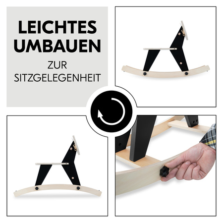 Leichtes Umbauen zur Sitzgelegenheit