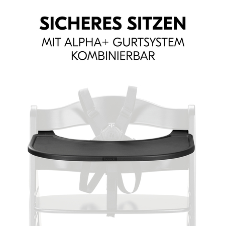 Sicheres Sitzen mit Essbrett und Gurtsystem