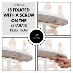 Quick and stable attachment to the play tray