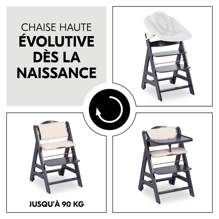 Chaise haute ergonomique et évolutive