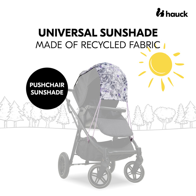 Pushchair Sunshade Floral Grey