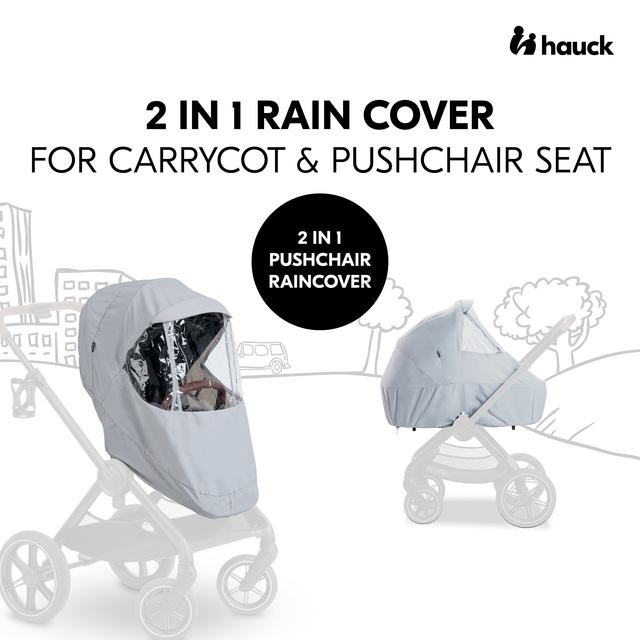 2 in 1 Pushchair Raincover Grey