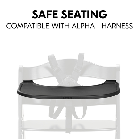 Safe seating position with tray and harness