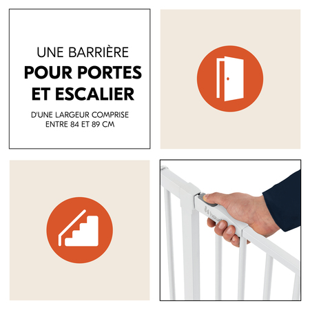 Barrière pour portes et escaliers de 84 à 89 cm