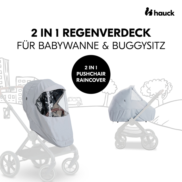 2 in 1 Pushchair Raincover Grey