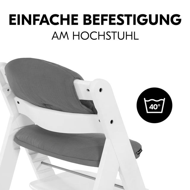Highchair Pad Select  Muslin Dark Grey