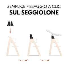 Facile da agganciare al seggiolone