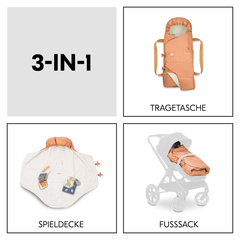3-in-1 Tragetasche, Fußsack und Spieldecke
