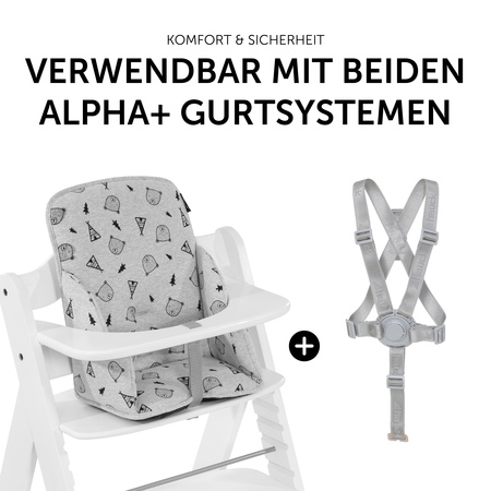 Auflage mit beiden Alpha+ Gurtsystemen verwendbar