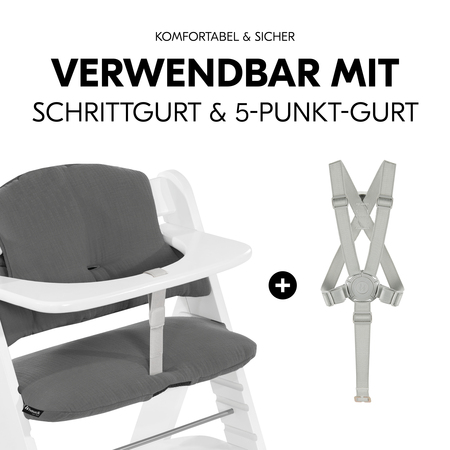 Mit Schrittgurt und 5-Punkt-Gurt verwendbar