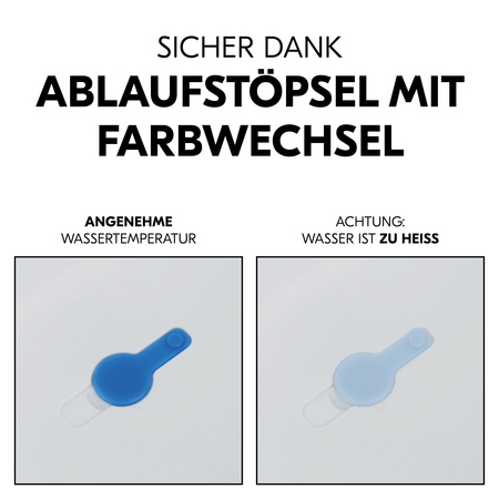 Sicher dank Ablaufstöpsel mit Farbwechsel