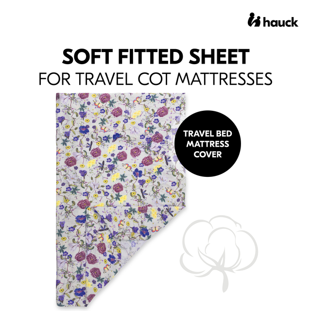 Travel Bed Mattress Cover Floral Beige