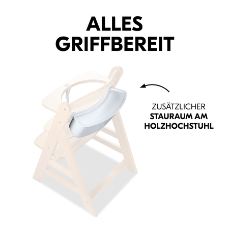 Alles griffbereit direkt am Hochstuhl