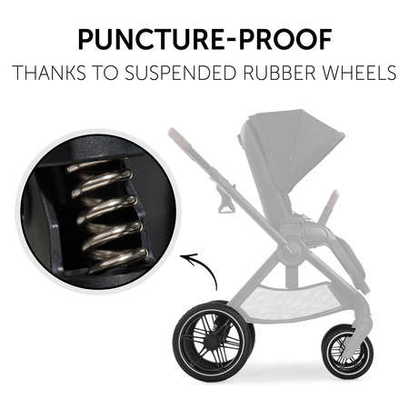 Puncture-proof thanks to suspended rubber wheels