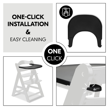 One-click fixation on highchair and easy cleaning