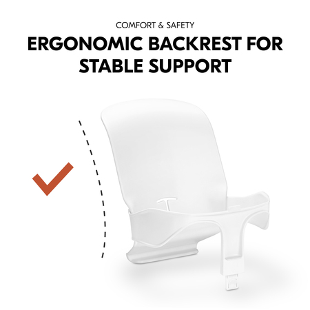 Ergonomically shaped backrest for stable support