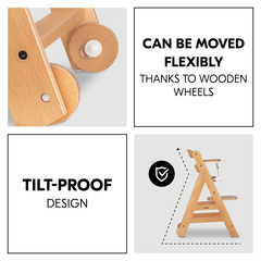 Stable construction with integrated wooden wheels