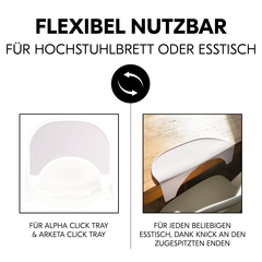 Flexibel nutzbar für Hochstuhlbrett oder Esstisch