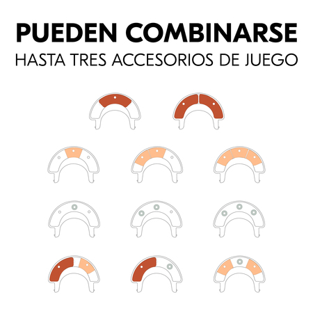 Se pueden combinar tres accesorios de juego