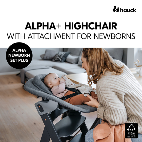 Hauck - Alpha Plus Natur 5-tlg. XXL Newborn Set - Hochstuhl + 2in1