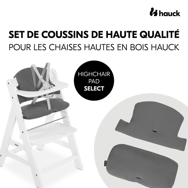 Highchair Pad Select  Muslin Dark Grey