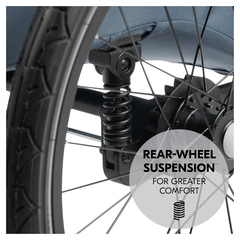 With rear wheel suspension for more comfort