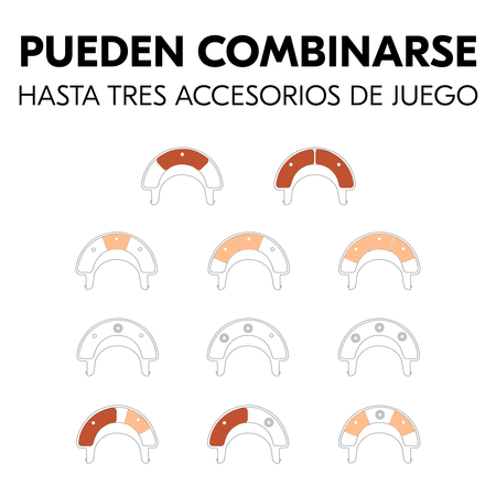 Se pueden combinar tres accesorios de juego