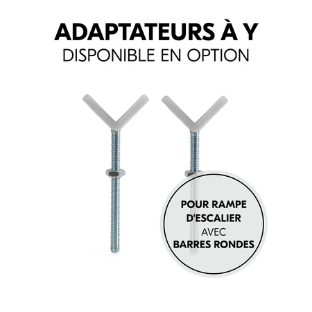 Adaptateurs en Y pour escaliers à barreaux ronds