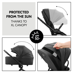 XL canopy for maximum protection from the sun