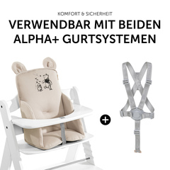 Auflage mit beiden Alpha+ Gurtsystemen verwendbar